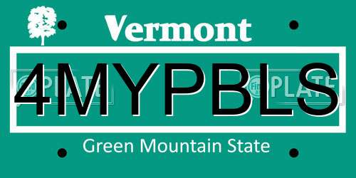 4MYPBLS Vermont License Plate