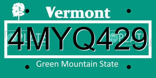 4MYQ429 Vermont License Plate