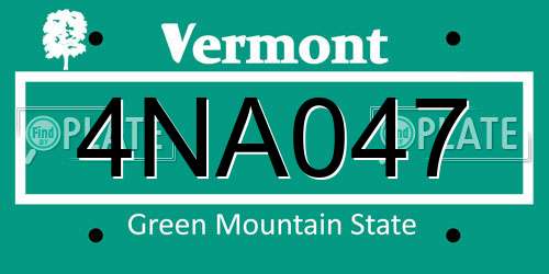 4NA047 Vermont License Plate