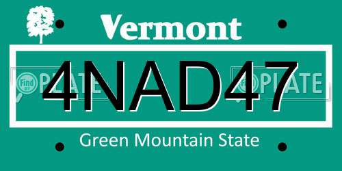 4NAD47 Vermont License Plate