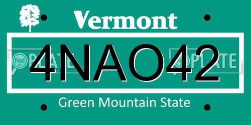 4NAO42 Vermont License Plate