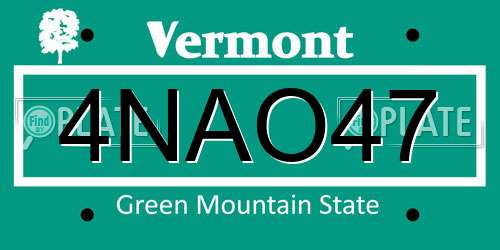 4NAO47 Vermont License Plate