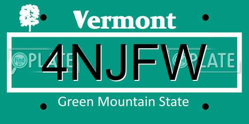 4NJFW Vermont License Plate