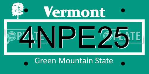 4NPE25 Vermont License Plate