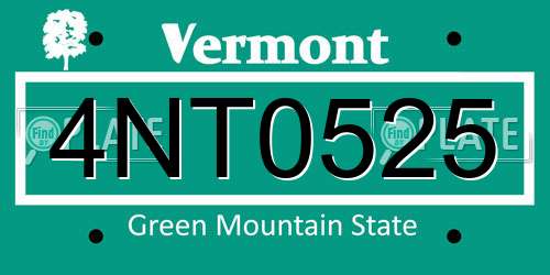 4NT0525 Vermont License Plate