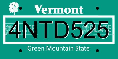 4NTD525 Vermont License Plate