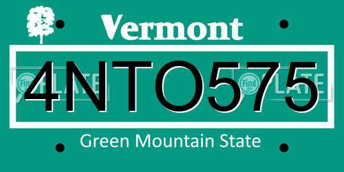 4NTO575 Vermont License Plate