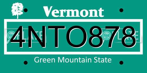 4NTO878 Vermont License Plate