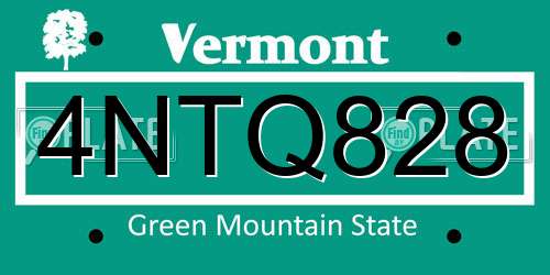 4NTQ828 Vermont License Plate