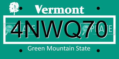 4NWQ70 Vermont License Plate