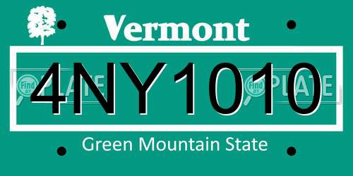4NY1010 Vermont License Plate