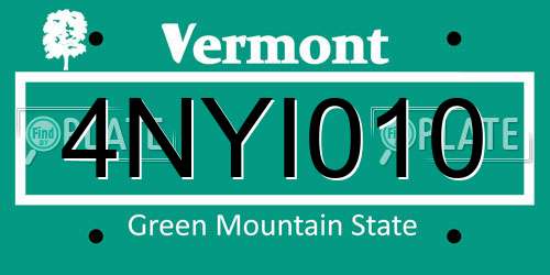 4NYI010 Vermont License Plate