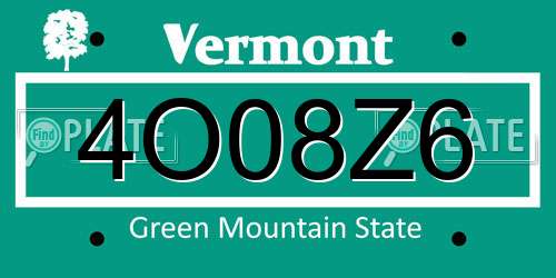 4O08Z6 Vermont License Plate