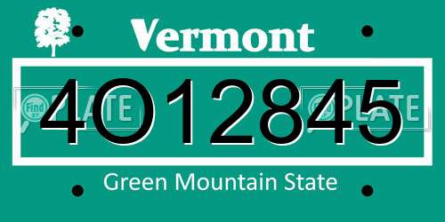 4O12845 Vermont License Plate