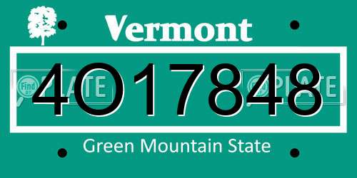 4O17848 Vermont License Plate