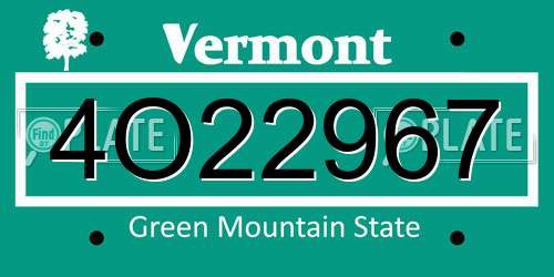 4O22967 Vermont License Plate