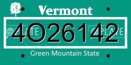 4O26142 Vermont License Plate