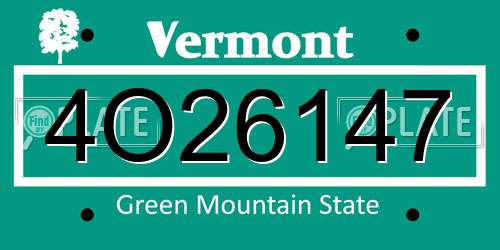 4O26147 Vermont License Plate