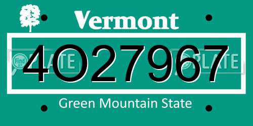 4O27967 Vermont License Plate
