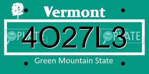 4O27L3 Vermont License Plate
