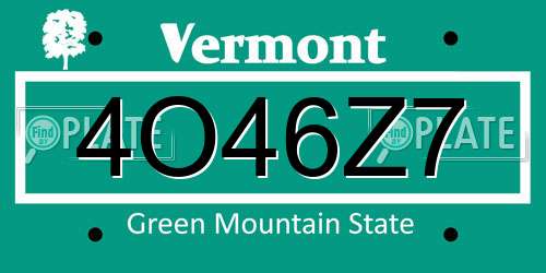 4O46Z7 Vermont License Plate