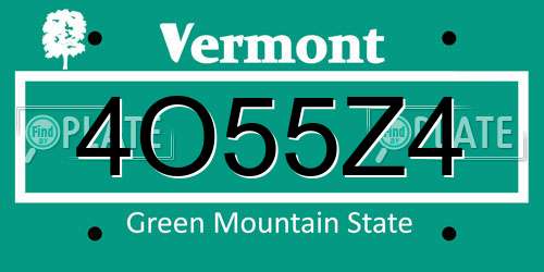 4O55Z4 Vermont License Plate