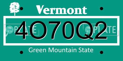 4O70Q2 Vermont License Plate