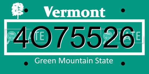 4O75526 Vermont License Plate