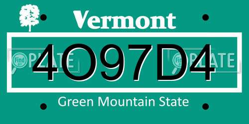4O97D4 Vermont License Plate