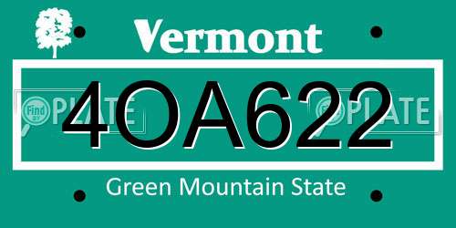 4OA622 Vermont License Plate