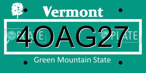 4OAG27 Vermont License Plate