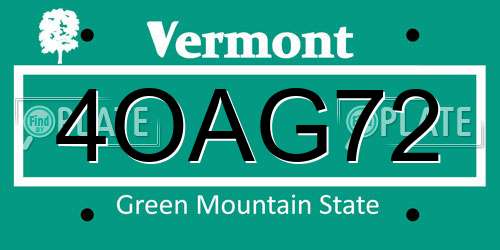 4OAG72 Vermont License Plate