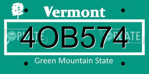 4OB574 Vermont License Plate