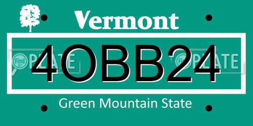 4OBB24 Vermont License Plate