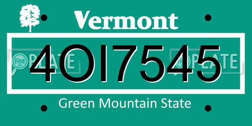 4OI7545 Vermont License Plate