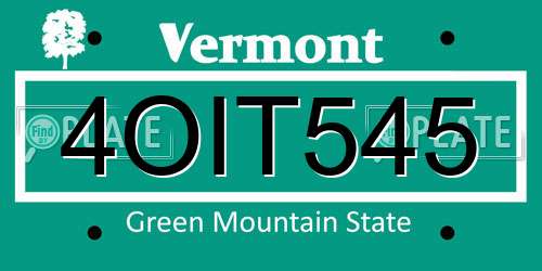 4OIT545 Vermont License Plate