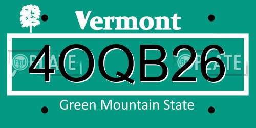 4OQB26 Vermont License Plate