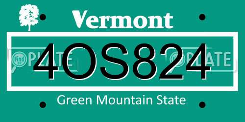 4OS824 Vermont License Plate