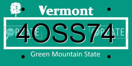 4OSS74 Vermont License Plate