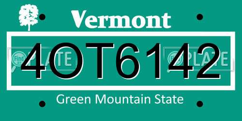 4OT6142 Vermont License Plate
