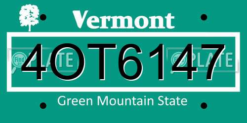 4OT6147 Vermont License Plate