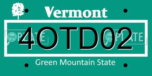 4OTD02 Vermont License Plate
