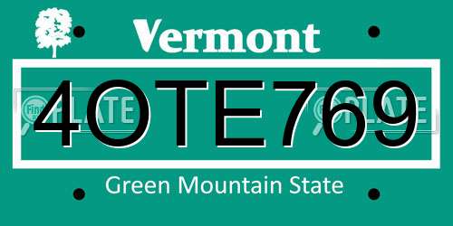 4OTE769 Vermont License Plate