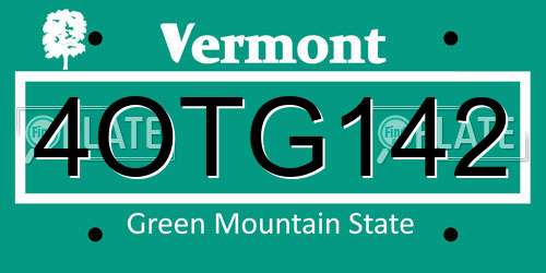 4OTG142 Vermont License Plate