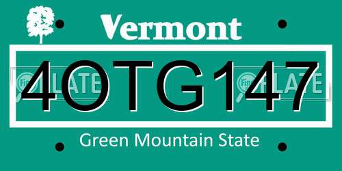 4OTG147 Vermont License Plate
