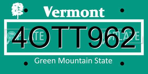 4OTT962 Vermont License Plate