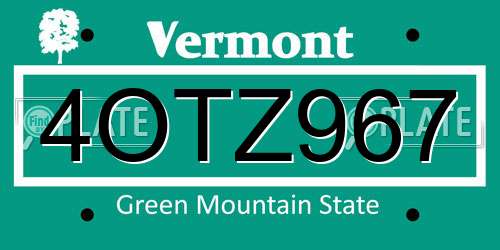4OTZ967 Vermont License Plate