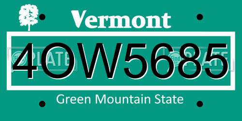 4OW5685 Vermont License Plate
