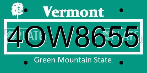 4OW8655 Vermont License Plate