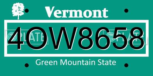 4OW8658 Vermont License Plate